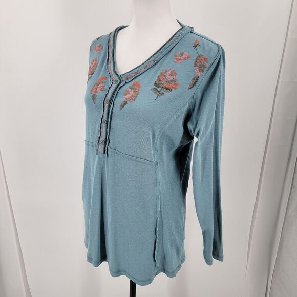 Canyon Retreat Top Women's Small Floral Embroidered V Neck - Picture 3 of 10